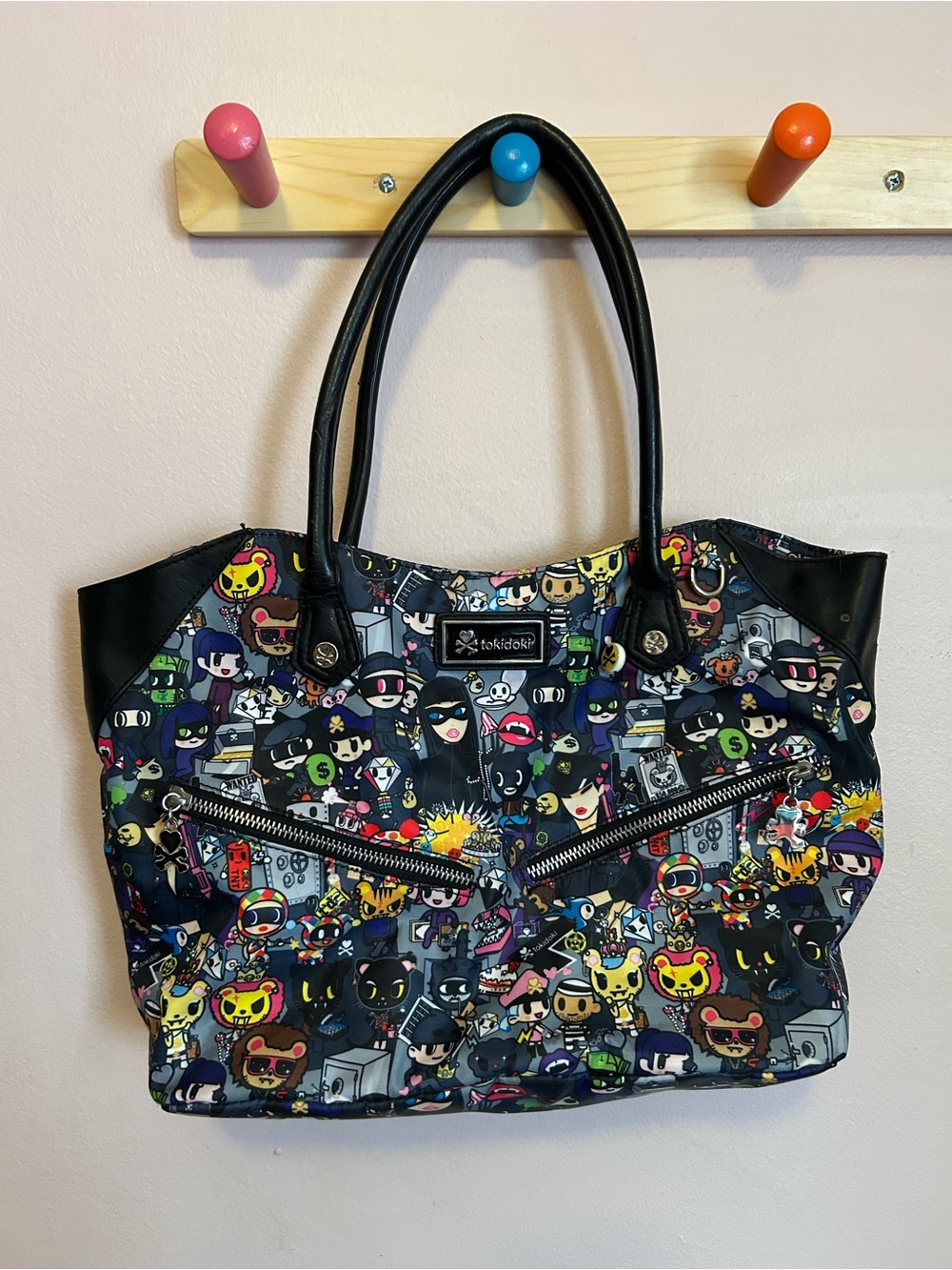tokidoki Black Multicolor Character Print Tote